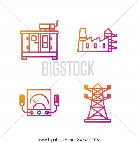 Set Line High Voltage Power Pole Line, Ampere Meter, Multimeter, Voltmeter, Diesel Power Generator A