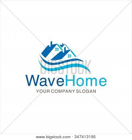 Wave Real Estate Logo Design Vector Stock. Wave House Logo .wave Home Logo Icon Vector.