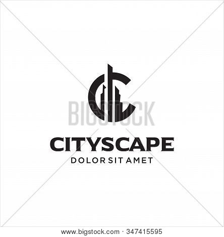 Letter C Building Logo Design Illustration . Initial C Real Estate Logo Vector Stock