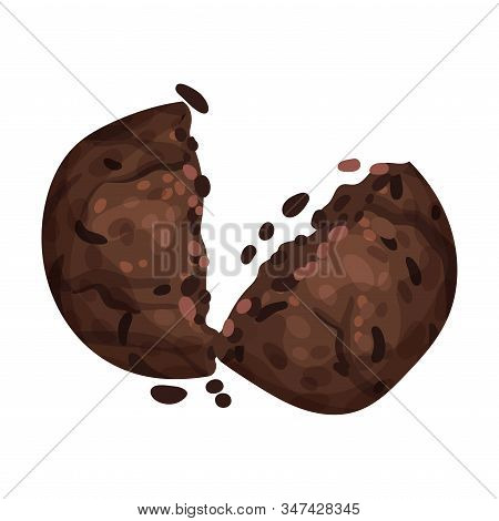 Chocolate Cookie Crumbs And Chips Isolated On White Background Vector Item
