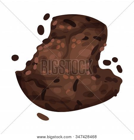 Chocolate Cookie Crumbs And Chips Isolated On White Background Vector Item