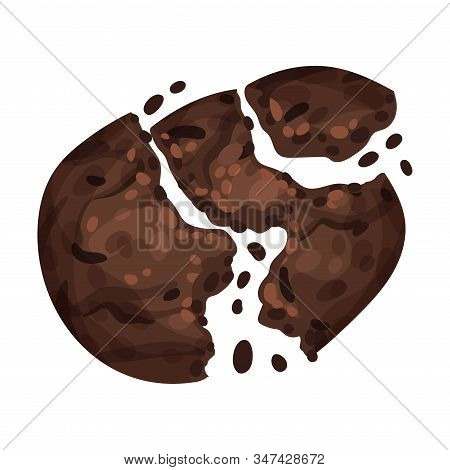 Chocolate Cookie Crumbs And Chips Isolated On White Background Vector Item