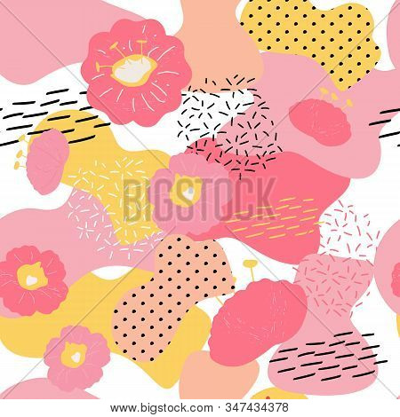 Pink Floral Seamless Pattern With Flowers. For Textile, Fabric, Fashion, Wrapper And Surface. Printi