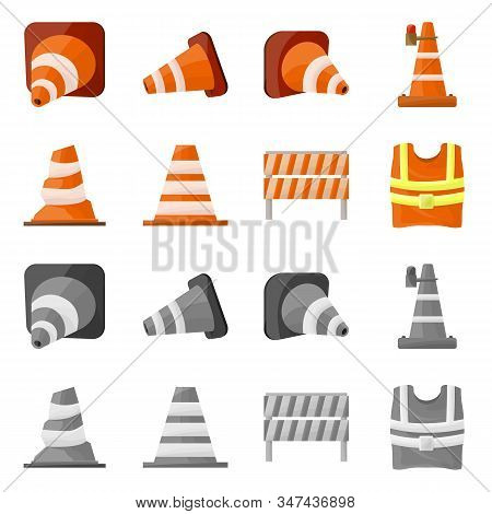 Vector Design Of Obstacle And Transportation Sign. Set Of Obstacle And Equipment Stock Symbol For We