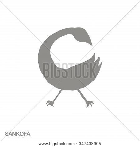 Vector Monochrome Icon With Adinkra Symbol Sankofa