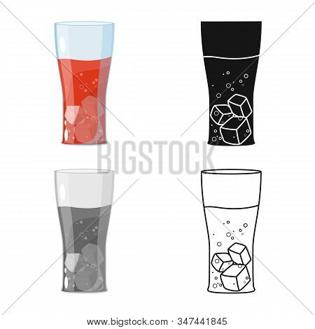 Vector Illustration Of Soda And Glass Sign. Set Of Soda And Drink Vector Icon For Stock.