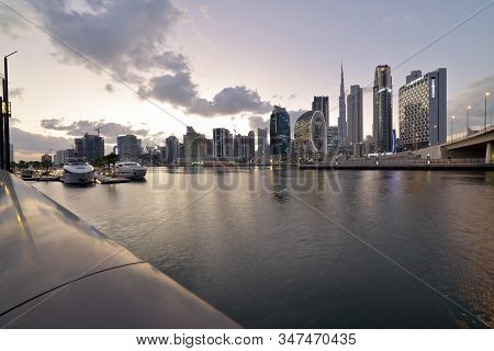 Dubai Skyline From Marasi St, Dubai Business Bay, United Arab Emirates