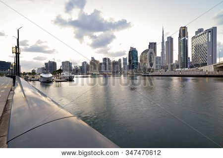 Dubai Skyline From Marasi St, Dubai Business Bay, United Arab Emirates