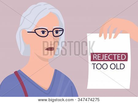 Recruitment Ageism Concept. Hr Specialist Reject An Old Man Cv.
