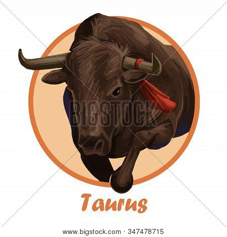 Taurus Metal Ox Year Horoscope Zodiac Sign Isolated. Digital Art Illustration Of Chinese New Year Sy