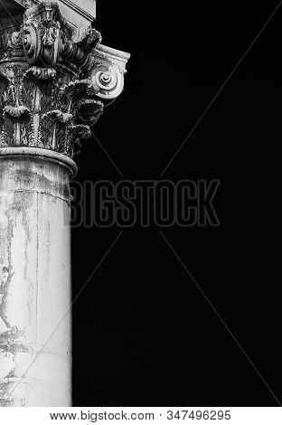 Classical Architecture In Venice. Corinthian Column And Capital From Gesuati Church Facade, Erected 