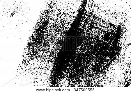 Grunge Used Dirty Background. Distress Urban Frame Texture. Brushed Black Paint Cover. Overlay Aged 