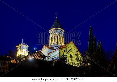 Georgia, Tbilisi The Temple Of All Saints At Sunset On A Winter Evening