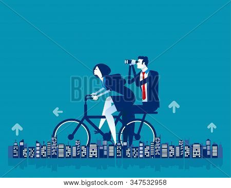 Office People Riding Bicycle Healthy Lifestyle. Concept Business Vector Illustration, City Building,