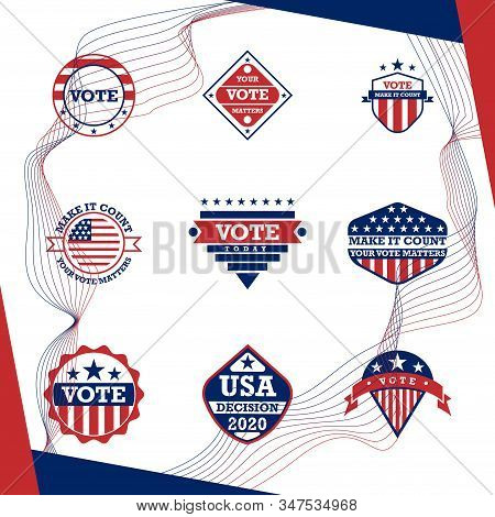 American Presidential Election Badges And Vote Labels.