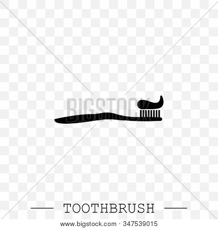 Vector Icon Of Toothbrush With Applied Toothpaste Portion. Toothbrush Icon Vector. Teeth Cleaning. V