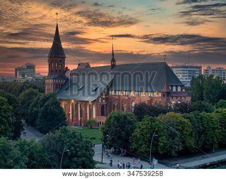 View Of The Cathedral Of Kant In Kaliningrad On The Sunset