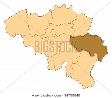 Map Of Belgium, Liège Highlighted