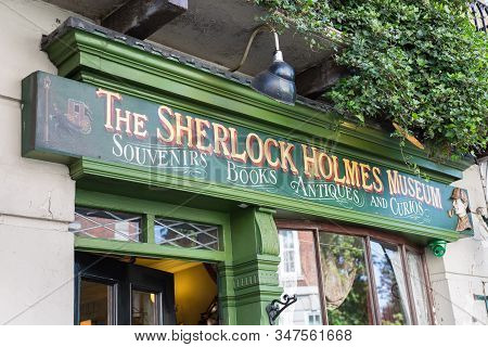 London, United Kingdom- June 2019: Sherlock Holmes Museum Sign In 221 Baker Street, London.
