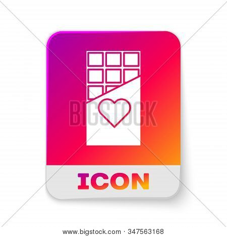 White Chocolate Bar Icon Isolated On White Background. Valentines Day Symbol. Rectangle Color Button