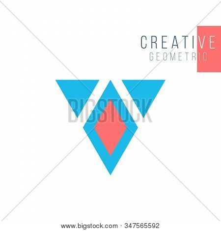 Geometrical Triangle And Rhombus Or Arrow In Three Parts Logo Design. Technology Business Identity C