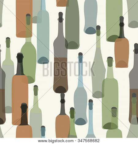 Red And White Wine In Multi-colored Bottles On A Burgundy Background. Vector Illustration, Banner De