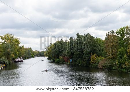 Berlin, Germany- October 5, 2019: View Of The River Spree From The Railway Bridge Near The Palace Ga