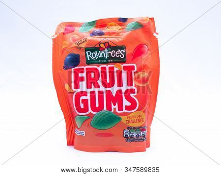 Uk, Jan 2020: Nestle Rowntrees Fruit Gums Packet On White Studio Background