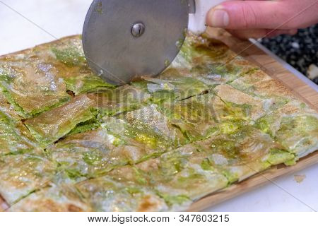 Delicious Turkish Sweet, Katmer With Green Pistachio Nuts