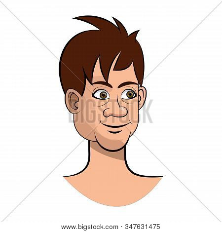 Vector Man Cartoon Character Head Isolated On White