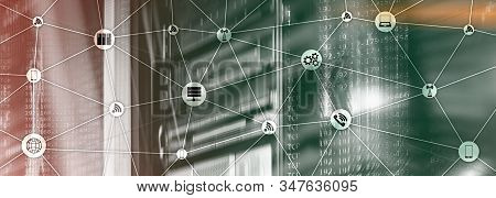 Website Banner Mixed Media. Iot - Internet Of Things Concepts. Ict - Information And Telecommunicati