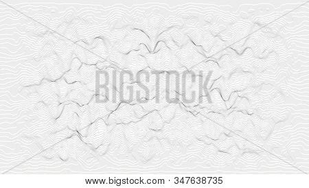 Trendy Ultra Thin Striped Backdrop With Wave Distortion Lines. Abstract Noise Landscape. Procedural 