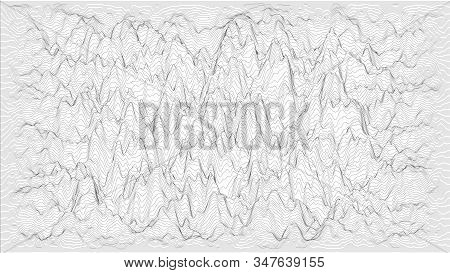 Trendy Ultra Thin Striped Backdrop With Wave Distortion Lines. Abstract Noise Landscape. Procedural 