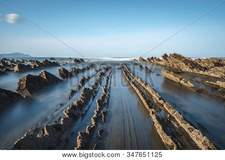 Impressive Geopark In Sakoneta On The Coast Of Deba. Basque Country