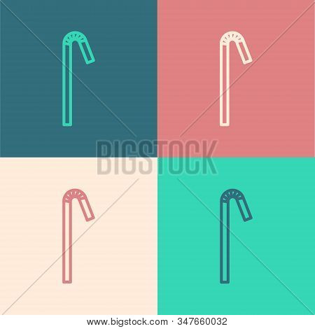Color Line Drinking Plastic Straw Icon Isolated On Color Background. Vector Illustration