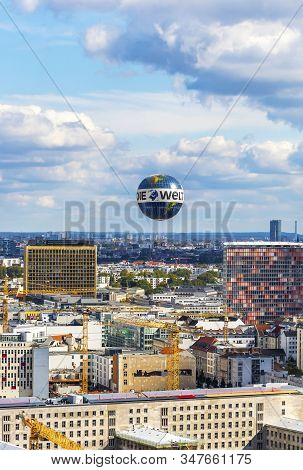 Berlin, Germany - September 22, 2017: Welt Balloon - One Of The Worlds Biggest Helium Balloons In Th