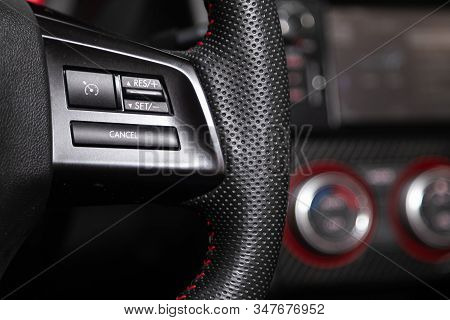 Novosibirsk, Russia - January 20, 2020:  Subaru Impreza Wrx Sti  , New Black Steering Wheel With Mul