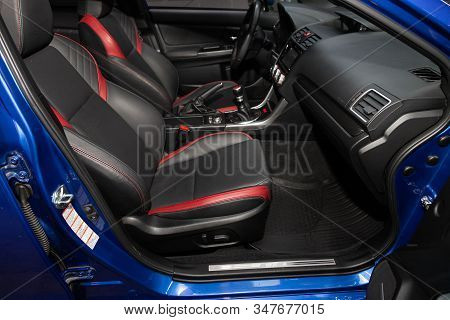 Novosibirsk, Russia - January 20, 2020:  Subaru Impreza Wrx Sti  ,car Interior - Steering Wheel, Shi