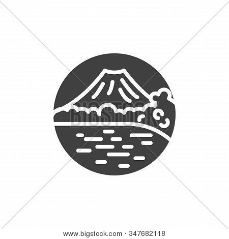 Volcano Mountain Landscape Vector Icon. Filled Flat Sign For Mobile Concept And Web Design. Island W