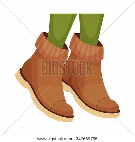Ankle Shoes Or Boots With Thick Sole For Autumn Or Spring Season Vector Illustration