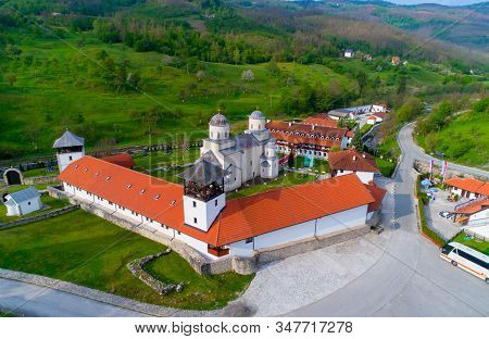 Orthodox Monastery Mileseva Aerial View. Of Serbia..