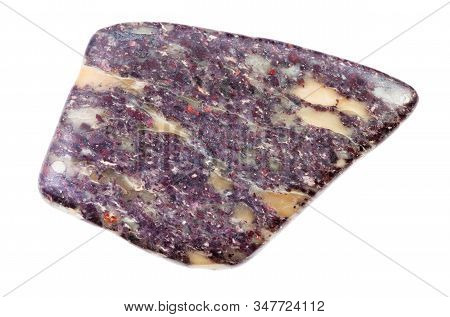 Closeup Of Sample Of Natural Mineral From Geological Collection - Polished Alunite Rock Isolated On 