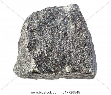 Closeup Of Sample Of Natural Mineral From Geological Collection - Unpolished Gabbro Rock Isolated On