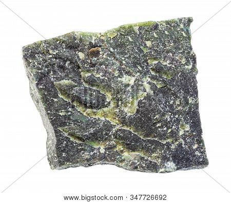 Closeup Of Sample Of Natural Mineral From Geological Collection - Unpolished Dunite Rock Isolated On