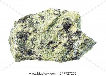 Closeup Of Sample Of Natural Mineral From Geological Collection - Unpolished Serpentinite Rock Isola