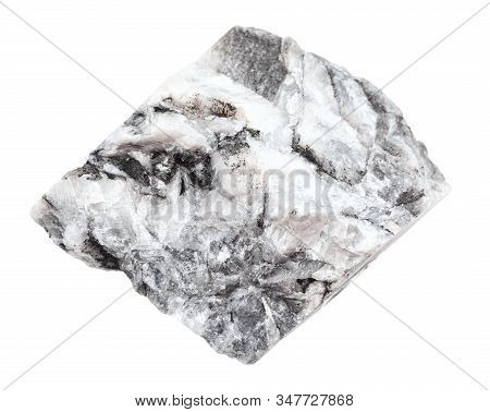 Closeup Of Sample Of Natural Mineral From Geological Collection - Raw Gray Magnesite Rock Isolated O