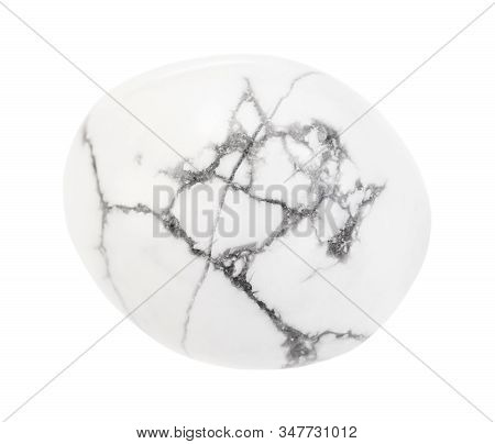 Closeup Of Sample Of Natural Mineral From Geological Collection - Polished White Howlite Gem Stone I