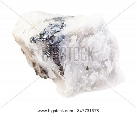 Closeup Of Sample Of Natural Mineral From Geological Collection - Rough Wolframite Ore Isolated On W