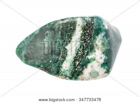 Closeup Of Sample Of Natural Mineral From Geological Collection - Polished Chlorite Gem Stone Isolat