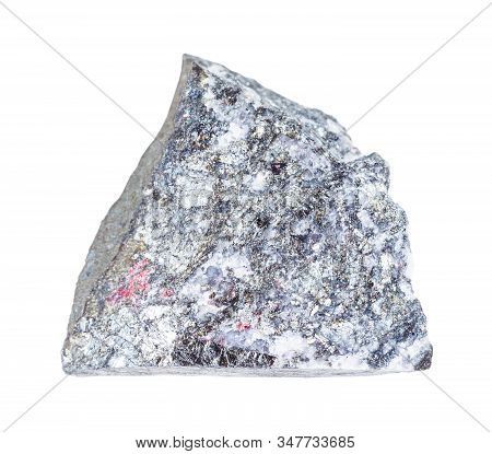 Closeup Of Sample Of Natural Mineral From Geological Collection - Raw Stibnite (antimonite) Rock Iso